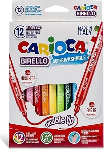 Carioca Birello Süper Yıkanabilir Çift Taraflı 12'li Keçeli Kalem Seti
