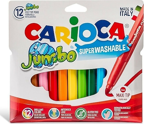 Carioca Jumbo Süper Yıkanabilir 12'li Keçeli Kalem Seti