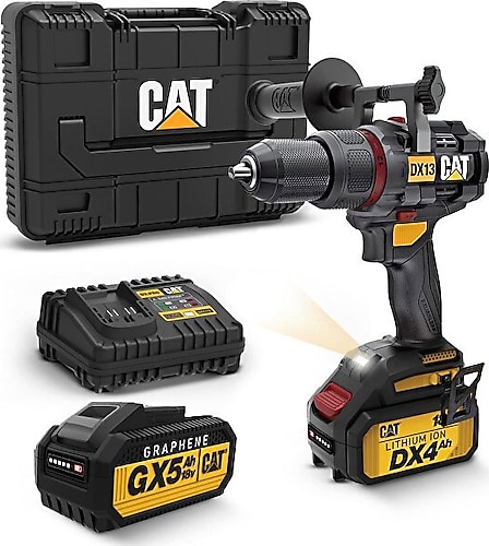 Cat DX13X 18 V 4 Ah Çift Akülü Darbeli Matkap + 5 Ah Graphene Akü