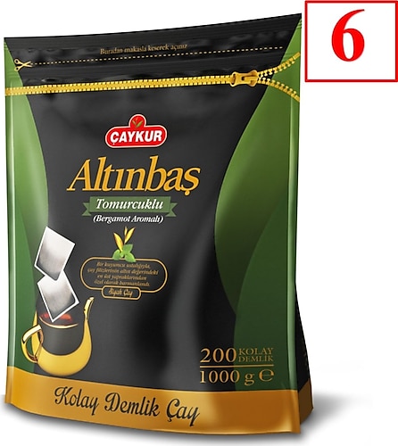 Çaykur Altınbaş Tomurcuklu 5 gr 200'lü 6 Adet Bergamotlu Demlik Poşet Çay