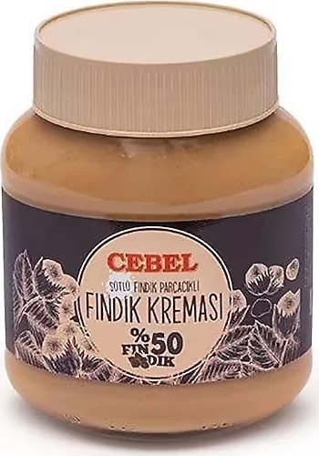 Cebel Fındık Parçacıklı Sütlü Fındık Kreması 350 gr Kav. % 50