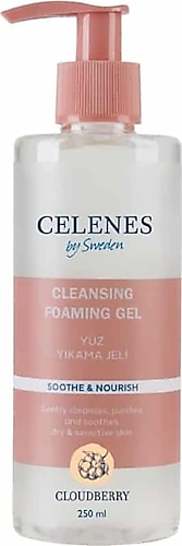 Celenes Cloudberry Kuru ve Hassas Cilt 250 ml Yüz Temizleme Jeli