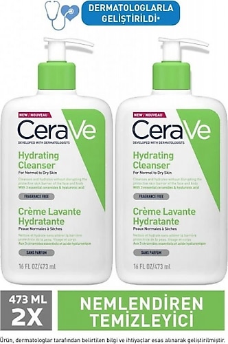 Cerave Hydrating Cleanser Nemlendiren Temizleyici 473 ml 2 Adet