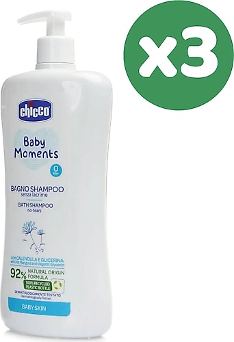 Chicco Moments Bebek Saç ve Vücut Şampuanı 750 ml 3 Adet