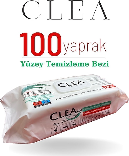 CLEA Fantasy 100 Adet Yüzey Temizlik Havlusu, Beyaz Sirke/karbonat, Islak Mendil, Tüm Yüzeyler Için