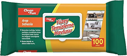 Clean&Fun Arap Sabunlu Yüzey Temizleme Havlusu 100'lü
