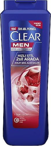 Clear Men Hızlı Stil 2'si 1 Arada 485 ml 4 Adet Şampuan