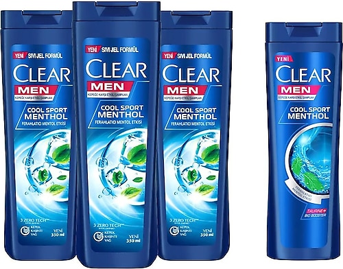 Clear Men Kepeğe Karşı Etkili Şampuan Cool Sport Menthol 350 ml x3