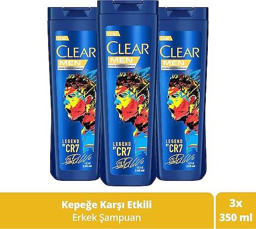 Clear Men Legend by CR7 Kepeğe Karşı Şampuan 350 ml 3 Adet