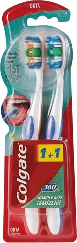 Colgate 360 Komple Ağız Temizliği 1+1 Orta Diş Fırçası