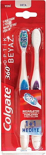 Colgate 360 Optik Beyaz Orta 1+1 Diş Fırçası