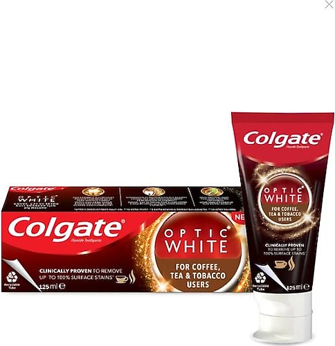 Colgate Optic White Kahve Çay ve Tütün Kullananlar için Beyazlatıcı Florürlü Diş Macunu 125 ml
