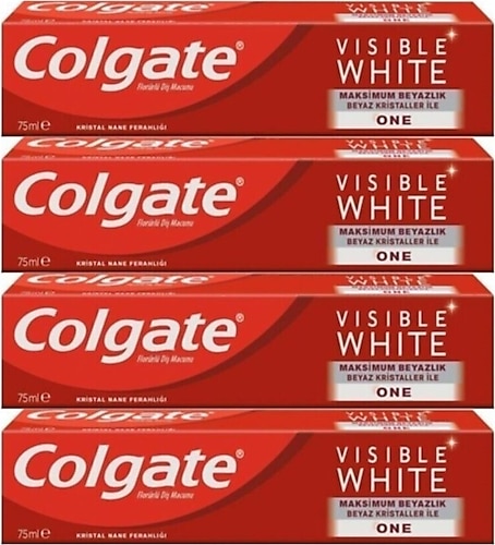 Colgate Visible White Maksimum Beyazlık Florürlü Diş Macunu 75 ml 4 Adet