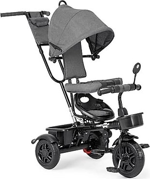 Comfymax Roadstar Itmeli Ebeveyn Kontrollü 3 Tekerlekli Bebek Çocuk Bisikleti - Gri
