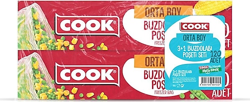 Cook Orta Boy Buzdolabı Poşeti 4x30'lu
