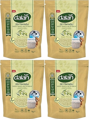 Dalan Zeytin Mucizesi Zeytinyağlı Granül Matik Sabun Tozu 32 Yıkama 4 x 1 KG