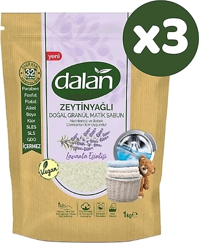 Dalan Zeytinyağlı Lavanta Esintisi Doğal Granül Sabun 1000 gr 3 Adet