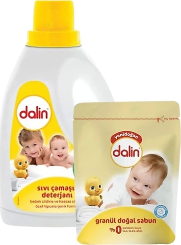 Dalin Yenidoğan Sıvı Deterjan 1500ml + Toz Bebek Sabunu 1000 Gr 2 Li Set