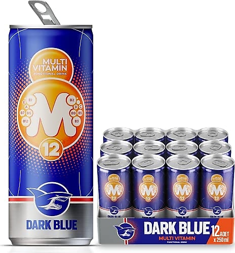 Dark Blue Multivitamin Enerji İçeceği, 250 ml (12'li Paket, 12 adet x 250 ml)