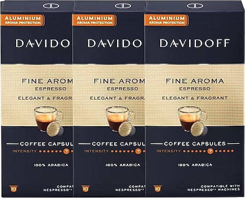Davidoff Fine Aroma Espresso Elegant & Fragrant Kapsül Kahve 10'lu 3 Adet