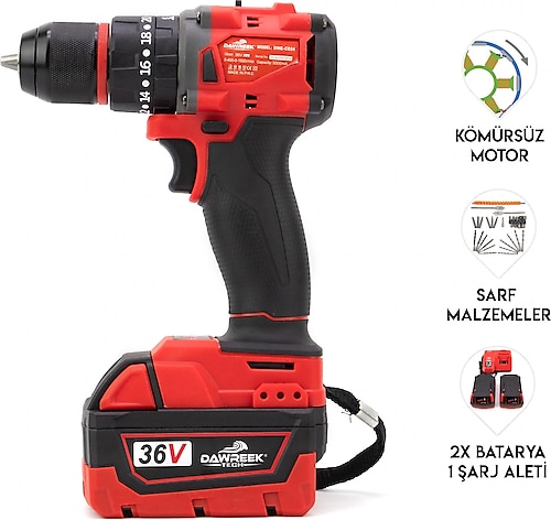 DAWREEK 36 V 10 MM KIRMIZI ÇELİK MANDREN