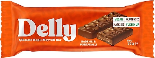 Delly Çikolata Kaplı Bademli & Portakallı Bar 35 gr