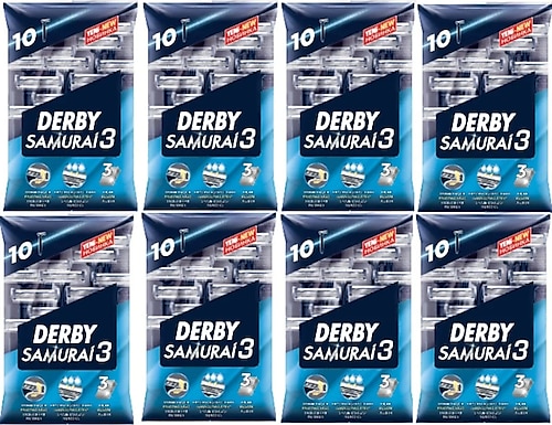 Derby Samurai 3 Bıçaklı 10'lu 8 Adet Tıraş Bıçağı