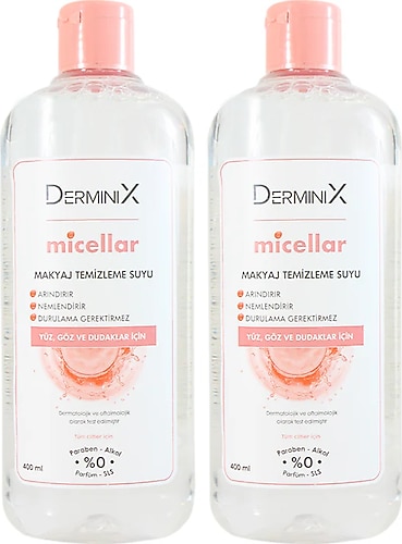 Derminix Micellar Kusursuz Makyaj Temizleme Suyu 400 ml 2 Adet