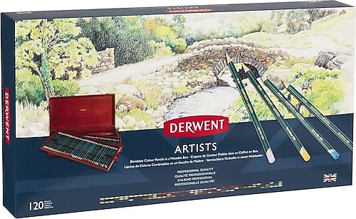 Derwent Artists Ahşap Kutu 120'li Kuru Boya Kalem Seti