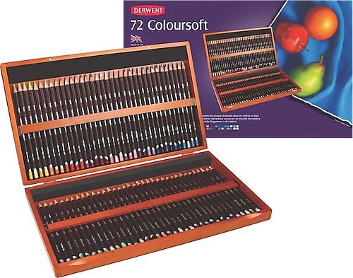 Derwent Coloursoft Ahşap Kutu 72'li Kuru Boya Seti