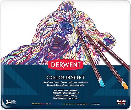 Derwent Coloursoft Metal Kutu 24'lü Kuru Boya Seti