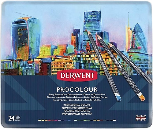 Derwent Procolour Metal Kutu 24'lü Kuru Boya Kalem Seti