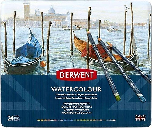Derwent Watercolour Metal Kutu 24'lü Sulu Boya Kalem Seti