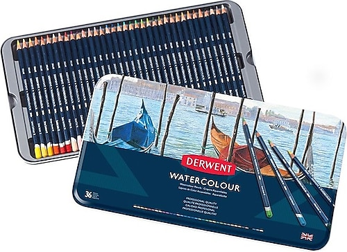 Derwent Watercolour Metal Kutu 36'lı Sulu Boya Kalem Seti
