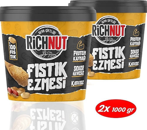 Deva Çiftliği Katkısız Şekersiz Doğal Fıstık Ezmesi 1 kg 2'li
