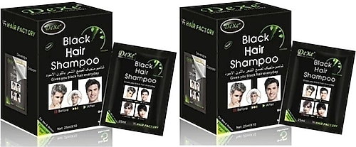 Dexe Saç Siyahlatan Şampuan Black Hair Shampoo Saç Boyası Özlü 20x25 ml 2 Paket