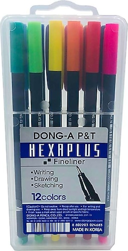 Dong-A Hexaplus Kutulu 12'li Fineliner Keçeli Kalem Seti