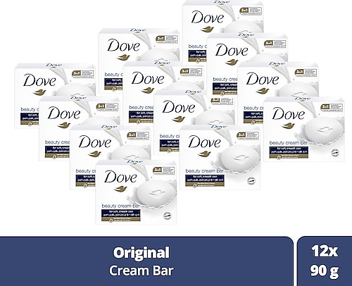 Dove Beauty Cream Bar Katı Güzellik Sabunu Original Nemledirici Etkili 90 g x12