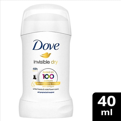 Dove Kadın Stick Deodorant Invisible Dry 1/4 Nemlendirici Krem Etkili, 40 g