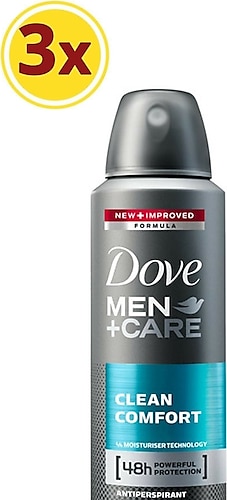 Dove Men Clean Comfort 150 ml 3 Adet Deo Sprey