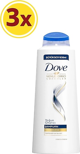 Dove Yoğun Onarıcı Yıpranmış Saçlar Şampuan 600 ml 3 Adet