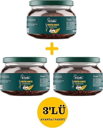 Dr.Cooks 3'lü Set Hindiba Kahvesi Detox Diyet Türk Kahvesi 3 Aylık - (180 KULLANIM) Net 450gr