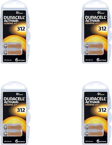 Duracell 312 Numara 6'lı 4 Paket İşitme Cihazı Pili