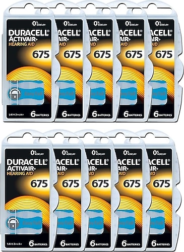 Duracell 675 6'lı 10 Paket İşitme Cihazı Pili