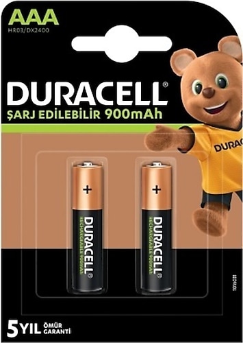 Duracell 900 mAh 2'li Şarjlı AAA İnce Kalem Pil