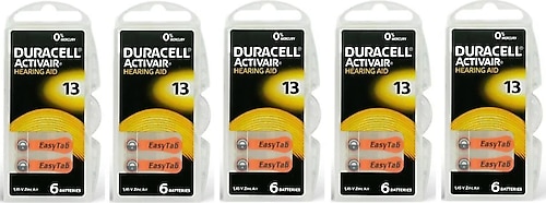 Duracell Activair 13 Numara 6'lı 5 Paket İşitme Cihazı Pili