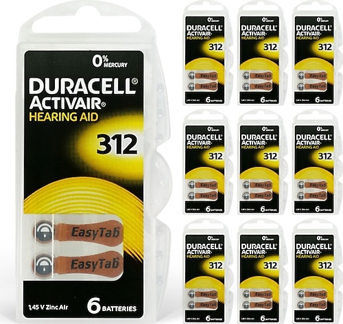 Duracell Activair 312 Numara 6'lı 10 Paket İşitme Cihazı Pili