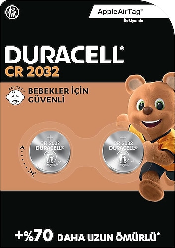 Duracell CR2032 3V 2'li Lityum Düğme Pil