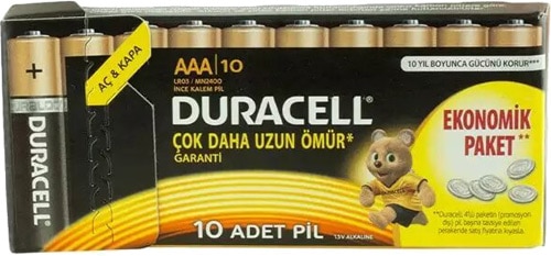 Duracell LR03/MN2400 10'lu Alkalin AAA İnce Kalem Pil