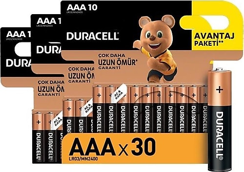 Duracell LR03/MN2400 30'lu Alkalin AAA İnce Kalem Pil